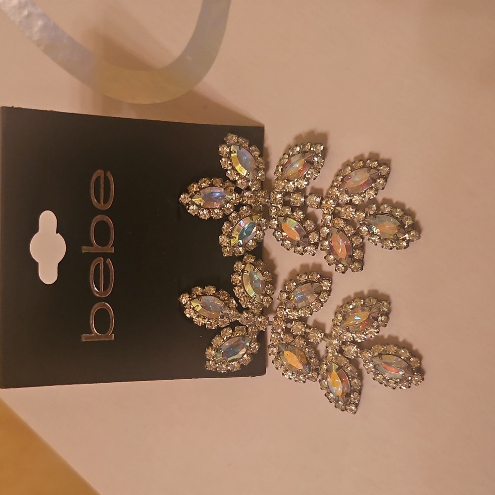 Bebe Silver Crystal Dangel Statement Earrings For… - image 8